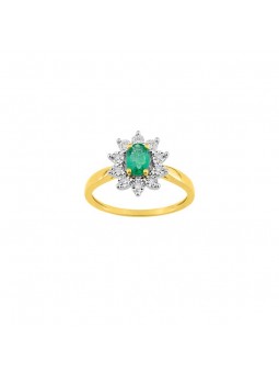 Bague émeraude et diamants 0,06 ct