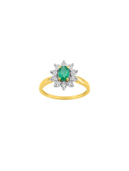 Bague émeraude et diamants 0,06 ct