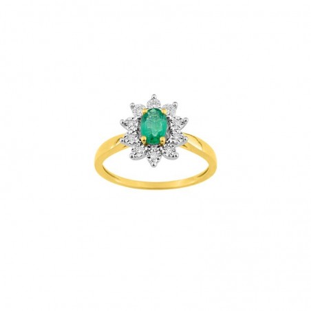 Bague émeraude et diamants 0,06 ct