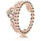 Pandora Bijou argent 925 - Bague Diadème de Princesse Rose - Plaqué or Rose 14K - Collection Moments - T54