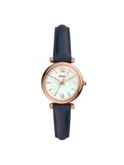 Montre Femme Fossil Carlie Mini Cuir Bleu Acier Rose - ES4502