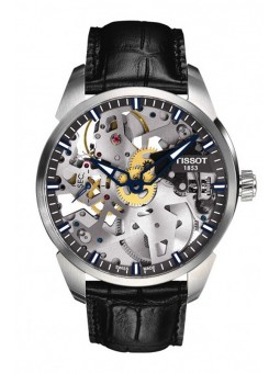 Montre Homme Tissot T-Complication Squelette Cuir Noir- T0704051641100