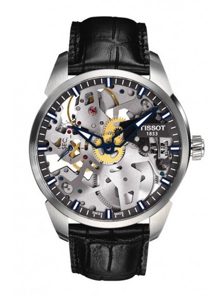 Montre Homme Tissot T-Complication Squelette Cuir Noir- T0704051641100