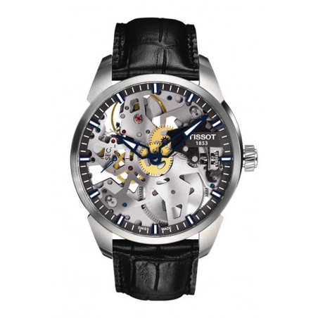 Montre Homme Tissot T-Complication Squelette Cuir Noir- T0704051641100