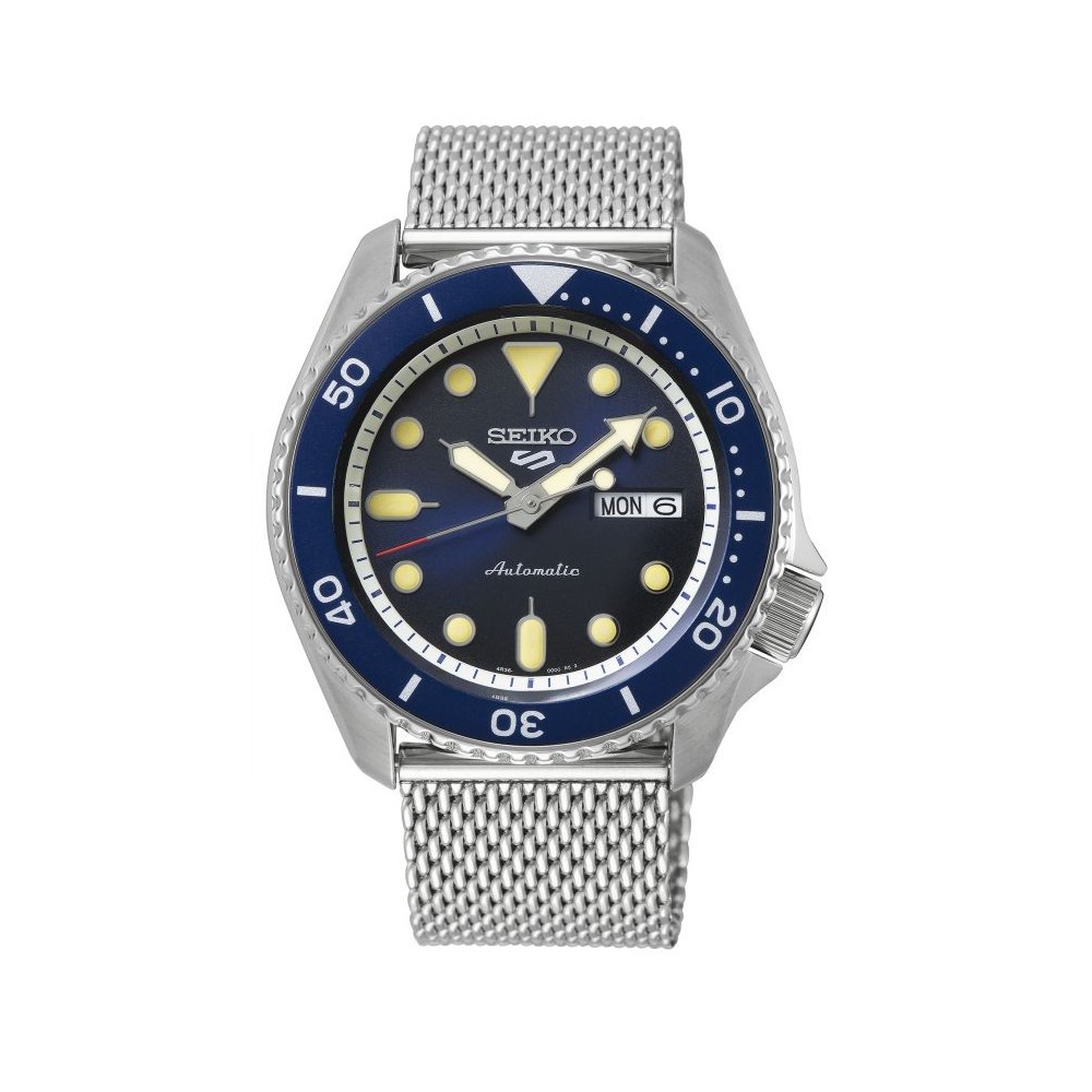 HOMME SEIKO 5 SPORT AUTOMATIQUE 3 AIGUILLES MAILLE MILANAISE