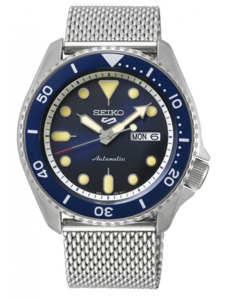 HOMME SEIKO 5 SPORT AUTOMATIQUE 3 AIGUILLES MAILLE MILANAISE