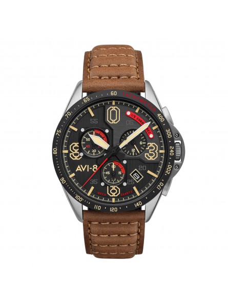 AVI8 "P51-MUSTANG"H-méca qtz chronog jap/D-rd ac inoxy-cad N-cuir mar-verre saph AVI8 "P51-MUSTANG"H-méca qtz chronog jap/D-rd ac inoxy-cad N-cuir mar-verre saph