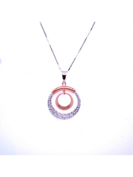 Collier argent 925 rhodié Rose  maille vénitienne 42 cm