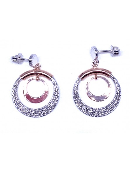 Boucles d'oreilles pendantes argent rhodié Rose