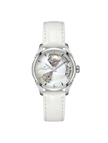 Montre Femme HAMILTON JazzMaster Coeur Ouvert Lady Auto Blanc - H32215890 Montre Femme HAMILTON JazzMaster Coeur Ouvert Lady Auto Blanc - H32215890
