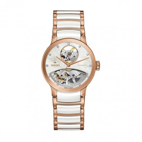 Montre Femme Rado Centrix Auto diamants Coeur Ouvert Céramique - R30248902