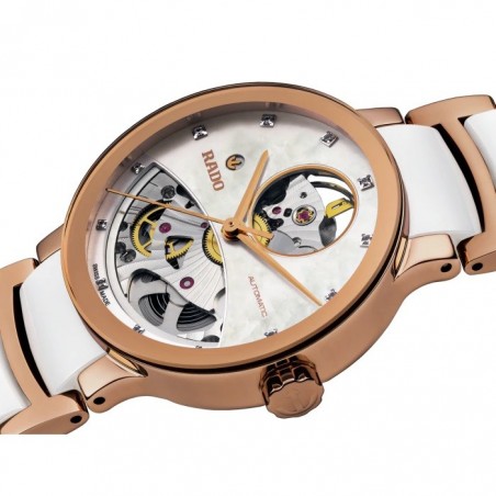 Montre Femme Rado Centrix Auto diamants Coeur Ouvert Céramique - R30248902