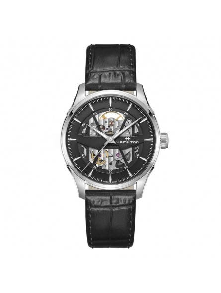 HAMILTON Skeleton Auto Noire Cuir Noir - H42535780 HAMILTON Skeleton Auto Noire Cuir Noir - H42535780