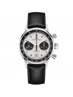 Hamilton American Classic Intra-matic Auto Chrono Blanche Cuir Noir- H38416711