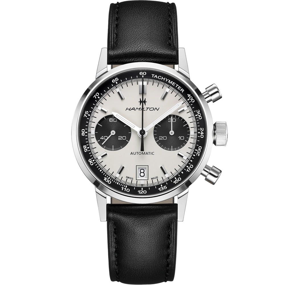 Hamilton American Classic Intra-matic Auto Chrono Blanche Cuir Noir- H38416711