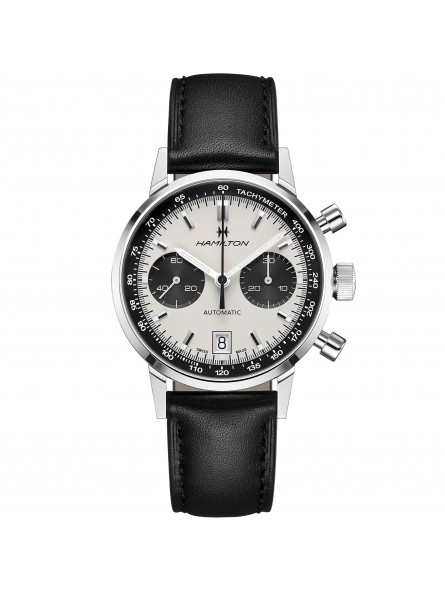 Hamilton American Classic Intra-matic Auto Chrono Blanche Cuir Noir- H38416711 Hamilton American Classic Intra-matic Auto Chrono Blanche Cuir Noir- H38416711