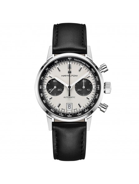 Hamilton American Classic Intra-matic Auto Chrono Blanche Cuir Noir- H38416711