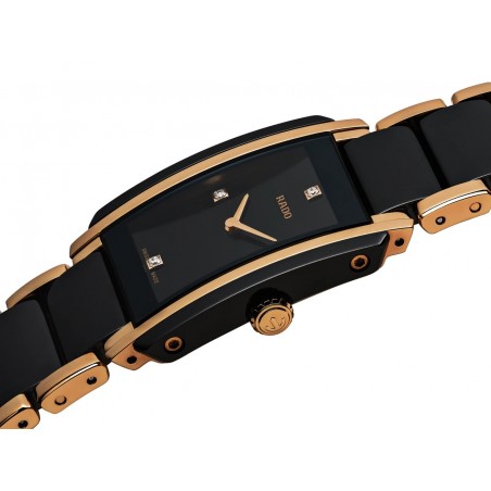 Montre Femme Rado Rectangle Intégral diamants Quartz Noir Rose - R20612712