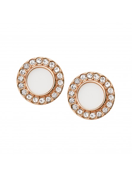 Boucles d'oreilles Fossil Acier doré  Rose Collection Classic White JF02659791
