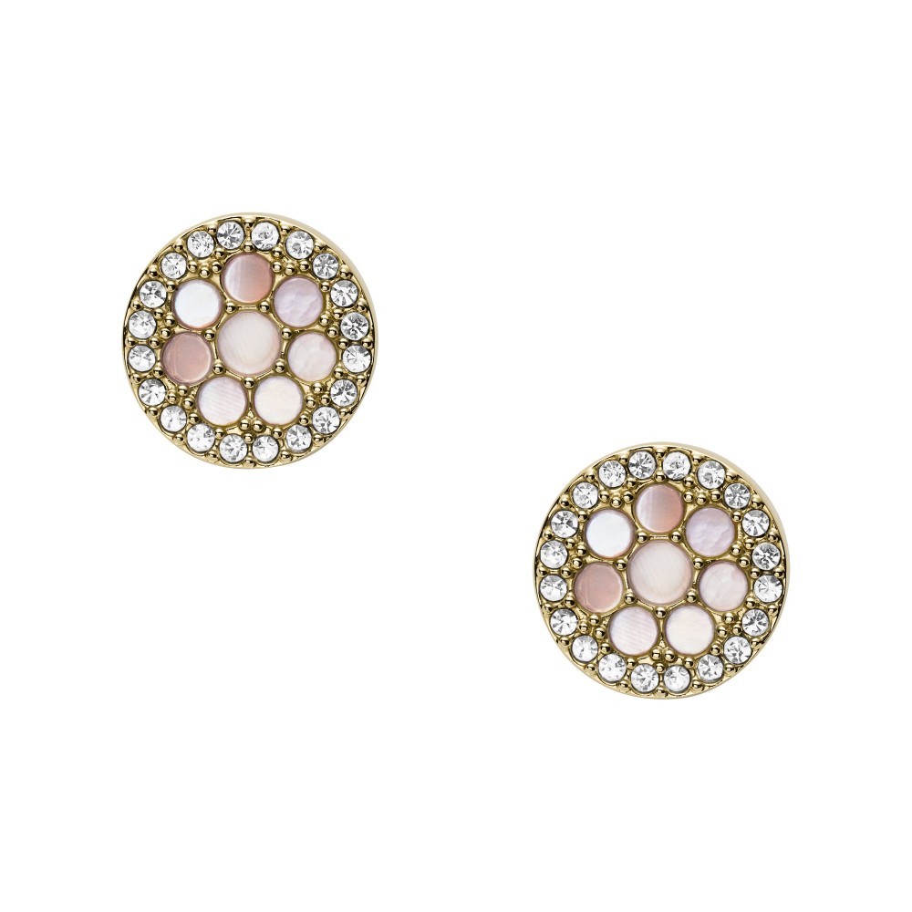 Boucles d'oreilles Femme FOSSIL JF03251710 - Collection WHITE MOSAIC X VINTAGE GLITZ style Tendance avec acier et nacre