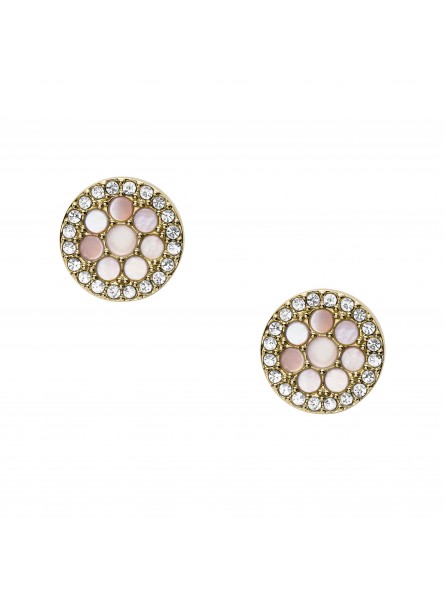 Boucles d'oreilles Femme FOSSIL JF03251710 - Collection WHITE MOSAIC X VINTAGE GLITZ style Tendance avec acier et nacre