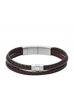 Bracelet Homme FOSSIL JF02934040 - Collection Montre TEXTURE VINTAGE Montre style Tendance avec cuir et acier