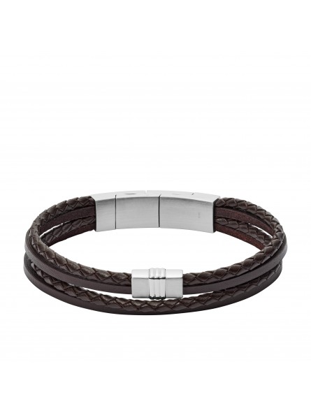Bracelet Homme Fossil JF02934040 - Collection Montre Texture Vintage style Tendance avec cuir et acier
