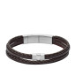 Bracelet Homme Fossil JF02934040 - Collection Montre Texture Vintage style Tendance avec cuir et acier