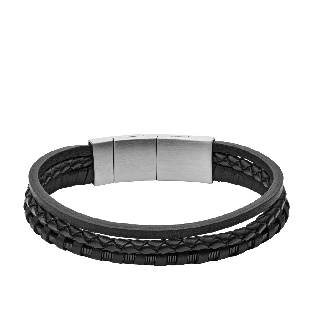 Bracelet Homme FOSSIL JF02935001 - Collection Montre TEXTURE VINTAGE Montre style Tendance avec cuir et acier