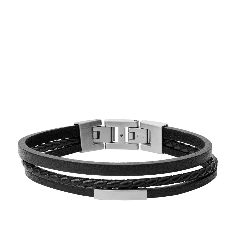 Bracelet Homme FOSSIL JF03322040 - Collection MULTI-STRAND VINTAGE Montre style Tendance avec cuir et acier