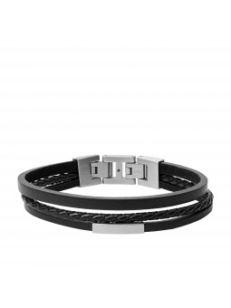 Bracelet Homme FOSSIL JF03322040 - Collection MULTI-STRAND VINTAGE Montre style Tendance avec cuir et acier