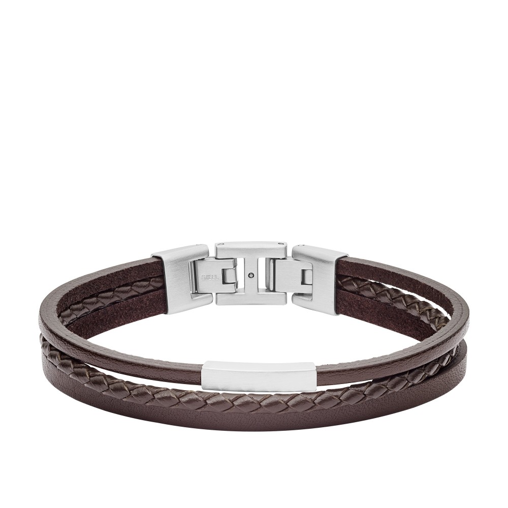 Bracelet Homme FOSSIL JF03323040 - Collection MULTI-STRAND VINTAGE Montre style Tendance avec cuir et acier