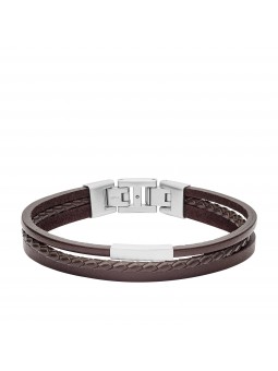 Bracelet Homme FOSSIL JF03323040 - Collection MULTI-STRAND VINTAGE Montre style Tendance avec cuir et acier
