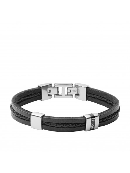 Bracelet Fossil Cuir noir Collection Leather Essentials JF03686040