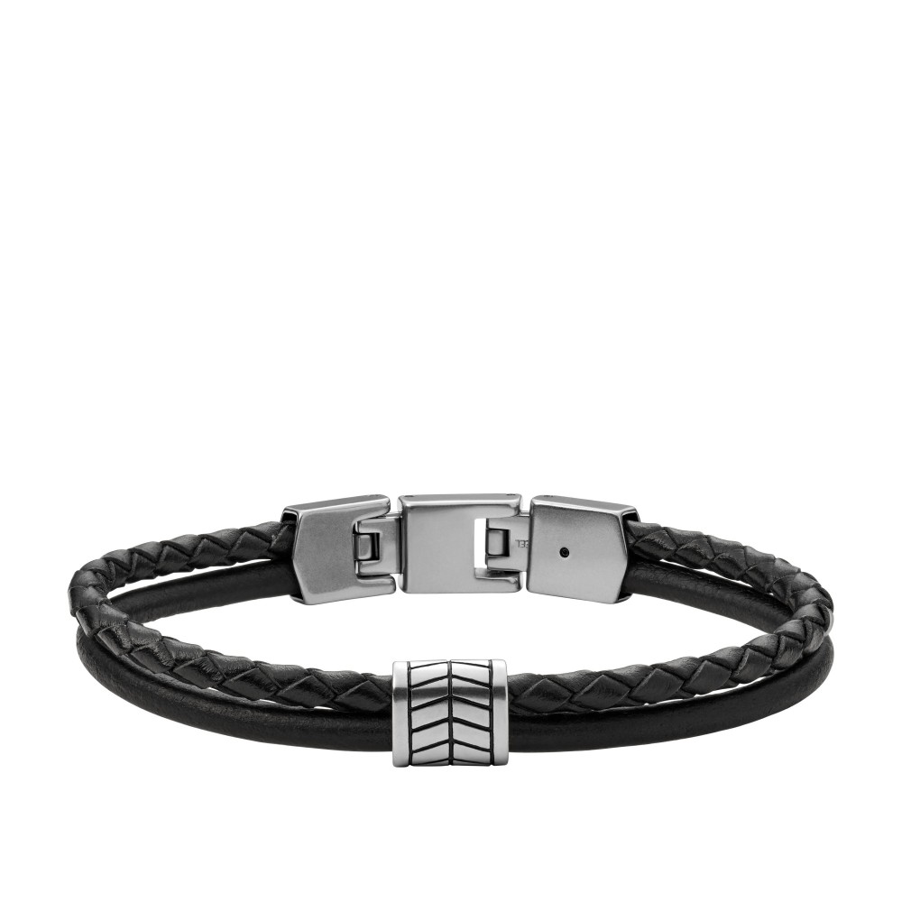 Bracelet Homme FOSSIL JF03848040 - Collection MULTISTRANDS VINTAGE Montre style Tendance avec acier et cuir