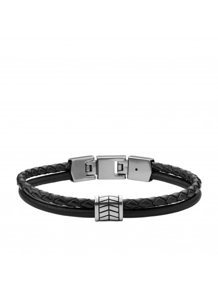 Bracelet Homme FOSSIL JF03848040 - Collection MULTISTRANDS VINTAGE Montre style Tendance avec acier et cuir