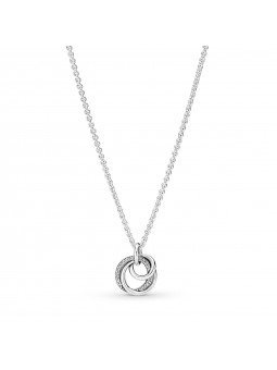 Pandora - Collier avec Pendentif Cercles Ma Famille pour Toujours - Argent 925°° -  Collection Pandora Moments