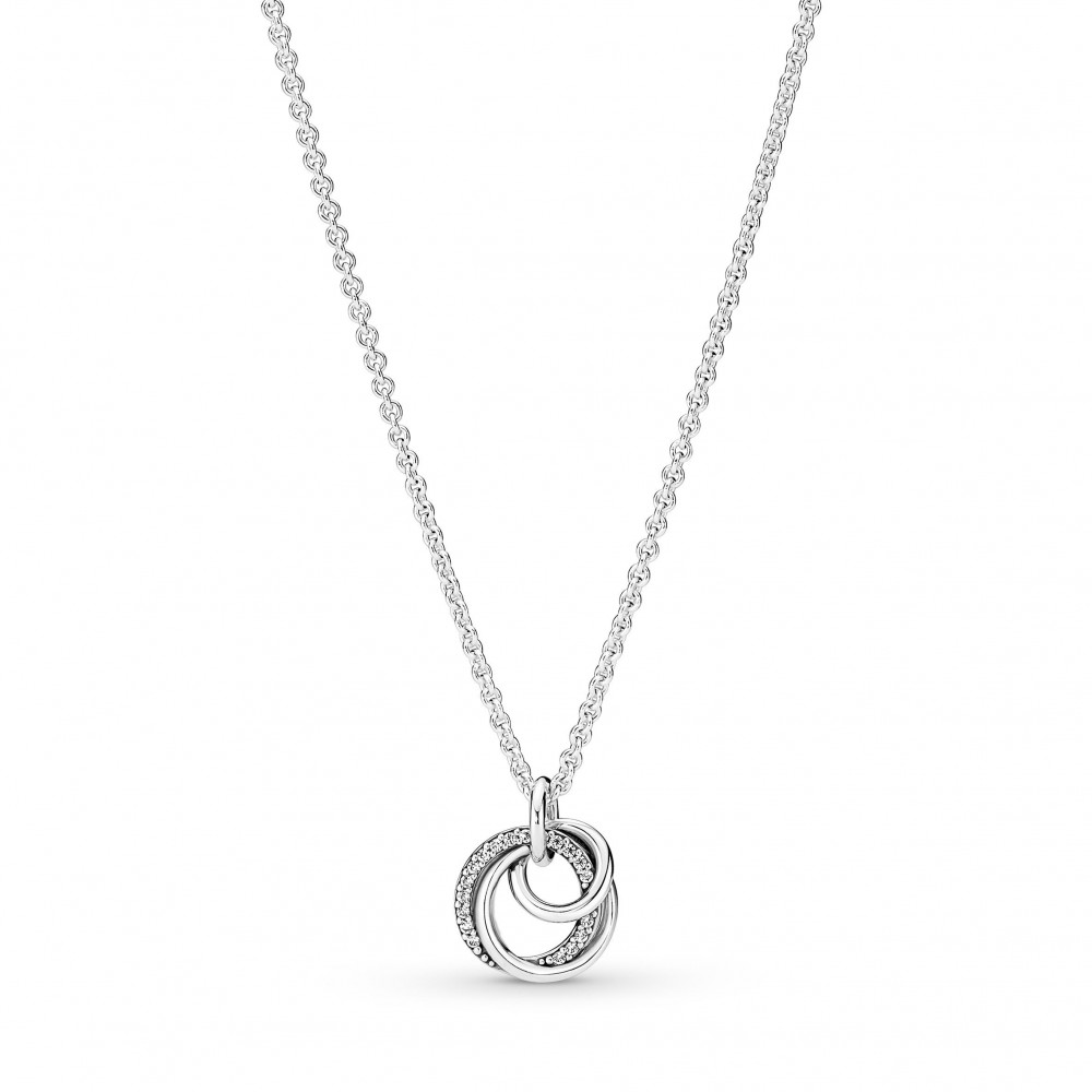 Pandora - Collier avec Pendentif Cercles Ma Famille pour Toujours - Argent 925°° -  Collection Pandora Moments