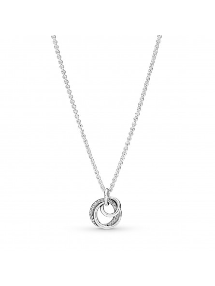Pandora - Collier avec Pendentif Cercles Ma Famille pour Toujours - Argent 925°° - Collection Pandora Moments Pandora - Collier avec Pendentif Cercles Ma Famille pour Toujours - Argent 925°° - Collection Pandora Moments