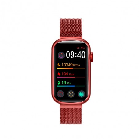 Montre Homme Smarty SW032C - Collection Allure - Bracelet Silicone et maille milanaise rouge
