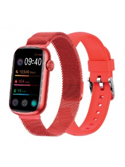 Montre Homme Smarty SW032C - Collection Allure - Bracelet Silicone et maille milanaise rouge