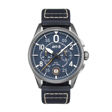 Montre Homme AVI-8 AV-4089-04 Spitfire - Mouvement Quartz Japonais - Affichage chrono et date  Boitier rond en acier gun