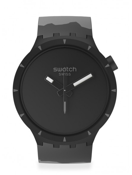 Montre Unisexe SWATCH Big Bold Bioceramic Basalt SB03B110 - Collection Colors Of Nature - Boitier biocéramique noire