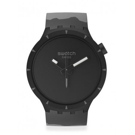 Montre Unisexe SWATCH Big Bold Bioceramic Basalt SB03B110 - Collection Colors Of Nature - Boitier biocéramique noire