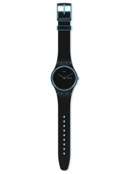 Montre Unisexe SWATCH Minimal Line Blue SO29S701 - Collection Monthly Drops - Boitier matériau biosourcé noir