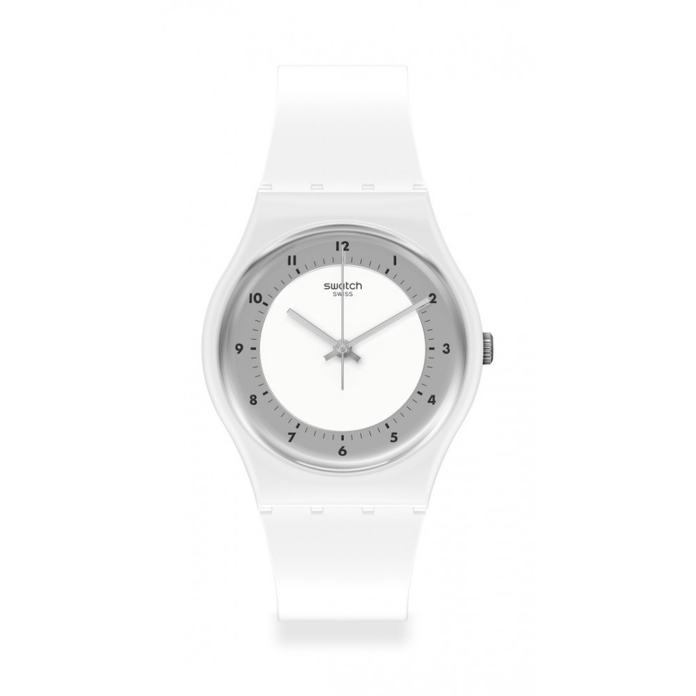 Montre Unisexe SWATCH Weisser Than White SO28W104 - Collection Monthly Drops - Boitier matériau biosourcé blanc