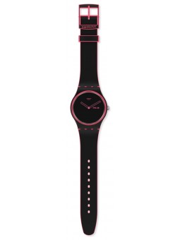 Montre Unisexe SWATCH Minimal Line Pink SO29P700 - Collection Monthly Drops - Boitier matériau biosourcé noir