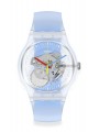 Montre Unisexe SWATCH Clearly Blue Striped SUOK156 - Collection Monthly Drops - Boitier matériau biosourcé transparent