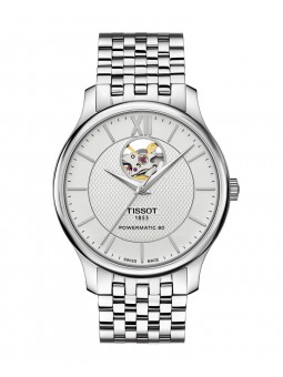 Montre Homme T0639071103800 Tissot Tradition Powermatic 80 Open Heart - Cadran Ronde, Argent