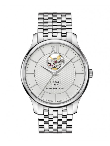 Montre Homme T0639071103800 Tissot Tradition Powermatic 80 Open Heart - Cadran Ronde, argent Montre Homme T0639071103800 Tissot Tradition Powermatic 80 Open Heart - Cadran Ronde, argent